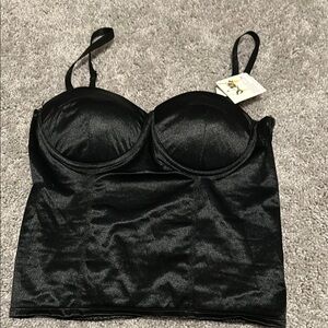 Black Satin Bustier Top